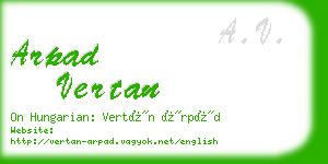 arpad vertan business card